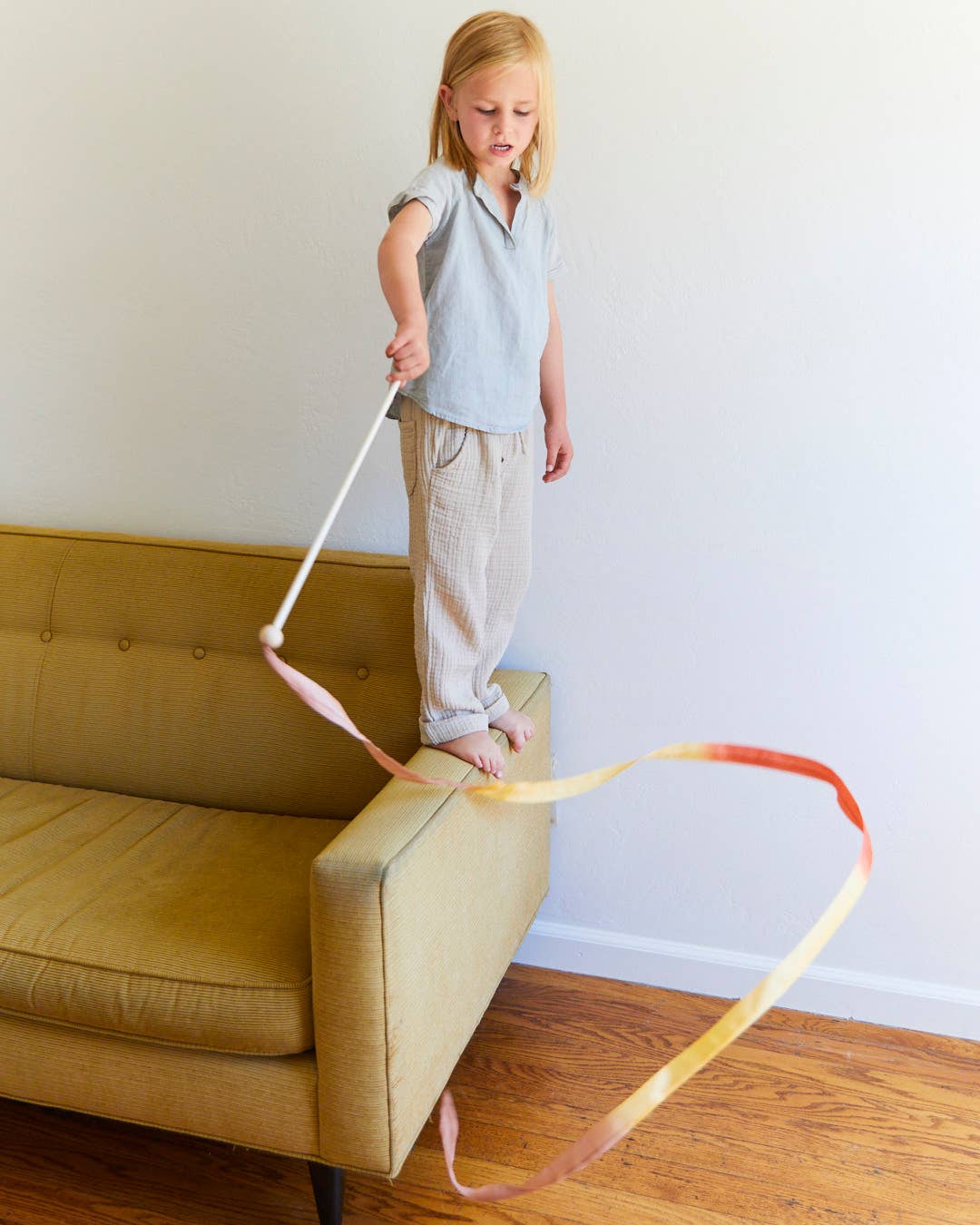Sarahs Silk Boho Rainbow Silk & Wood Streamer - Wand for Pretend Play - - MamaMilla