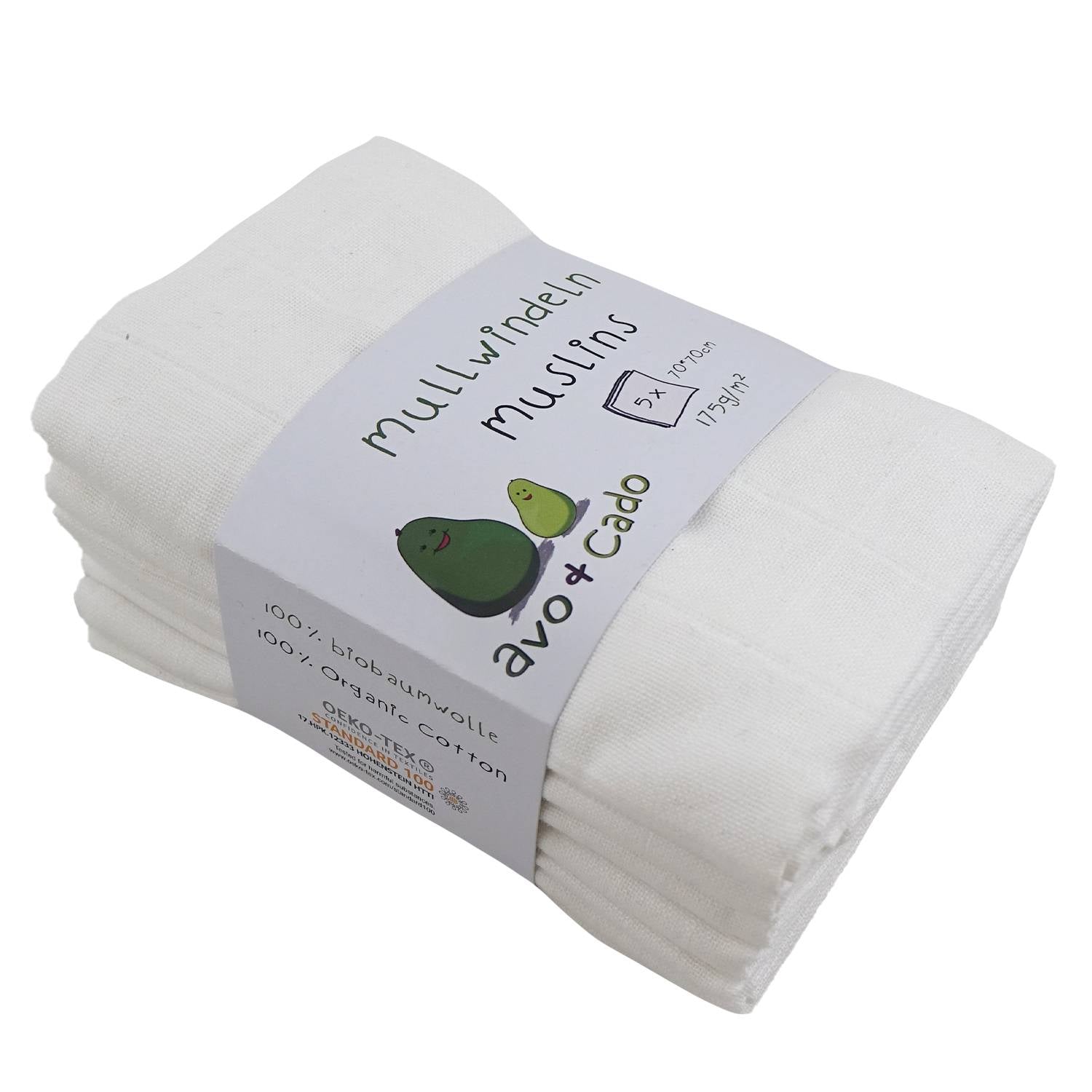 avo+cado Mousseline Luiers 70 x 70 cm - 5 stuks - - MamaMilla