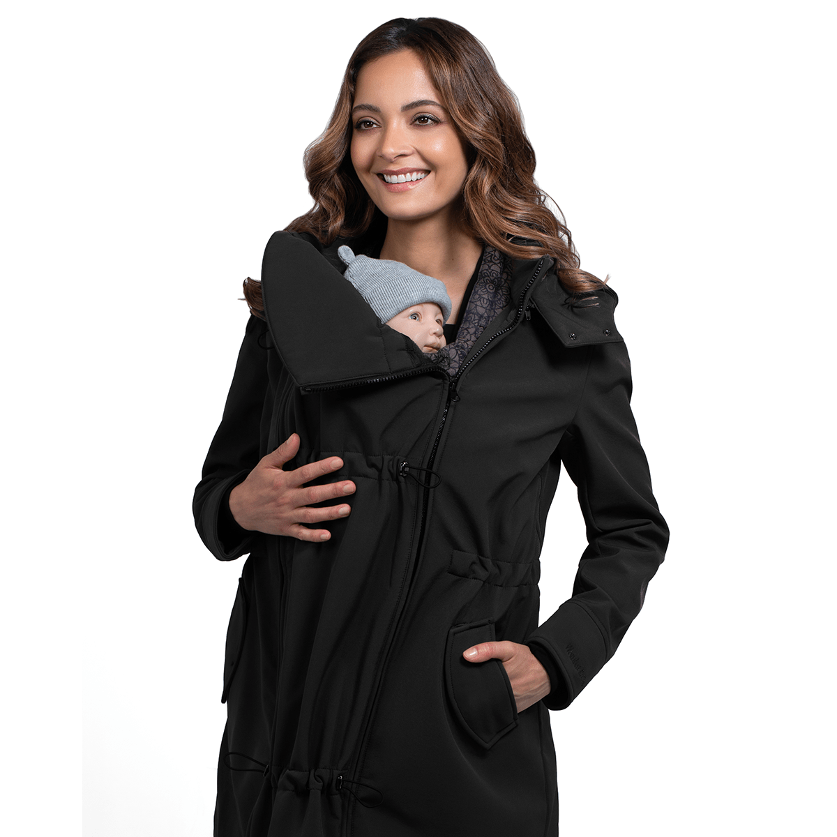 Wombat & Co. 4-i-1 softshell övergångsjacka för gravida kvinnor/bärjacka - Svart - - MamaMilla