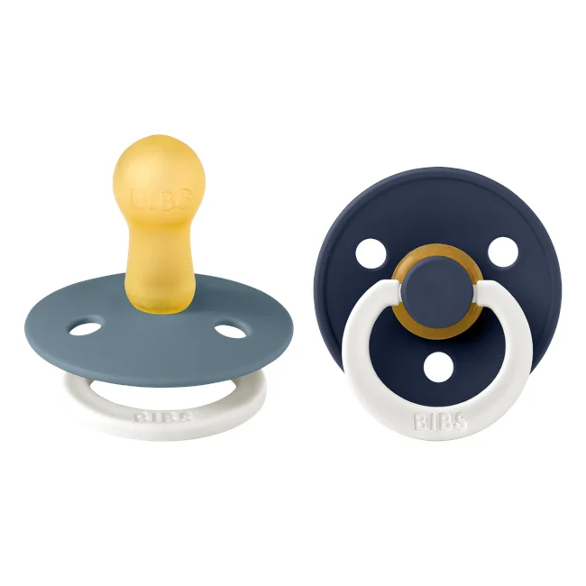 BIBS Colour rund napp storlek 2 – Petrol GLOW/Deep Space GLOW (2-pack)