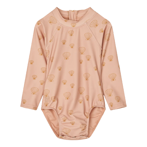 Liewood babyzwempak met lange mouwen - Badpak Maxime - Sea shell / Pale Toscane - Zwemkleding - MamaMilla