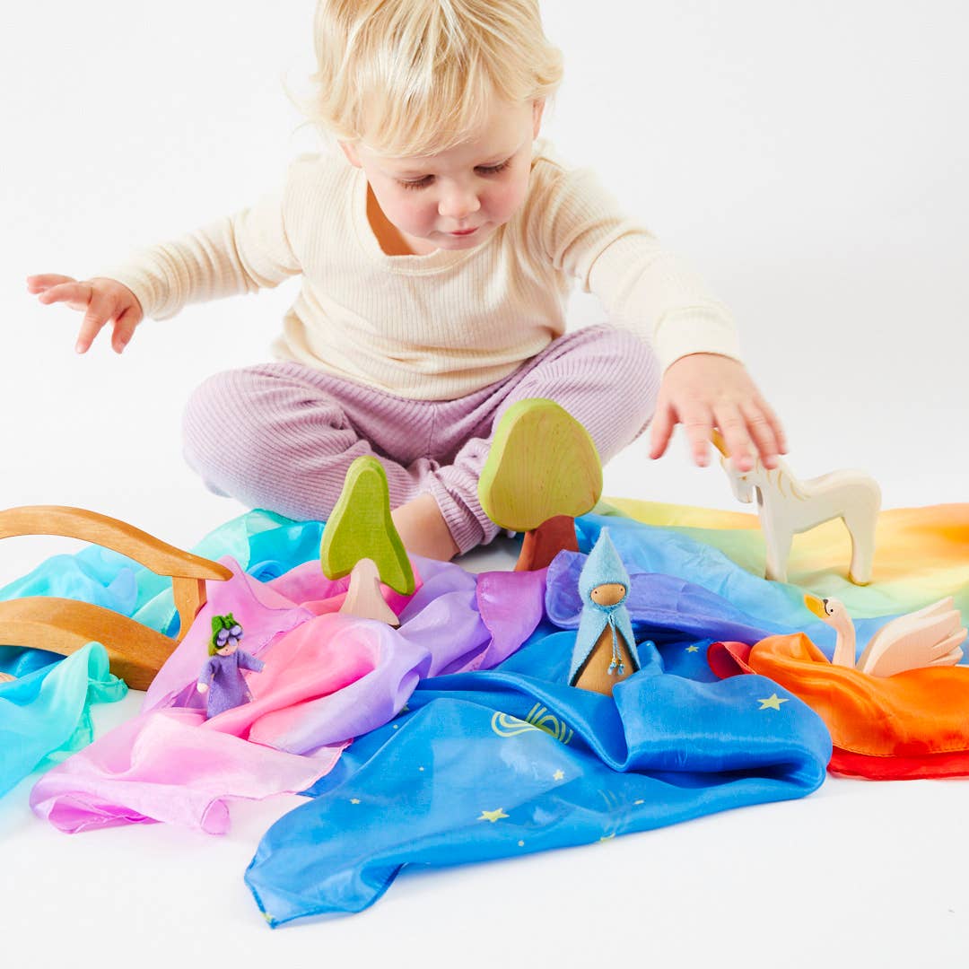 Sarahs Silk Mini Enchanted Playsilks - 100% Silk Natural, Waldorf Toys: Sea - - MamaMilla
