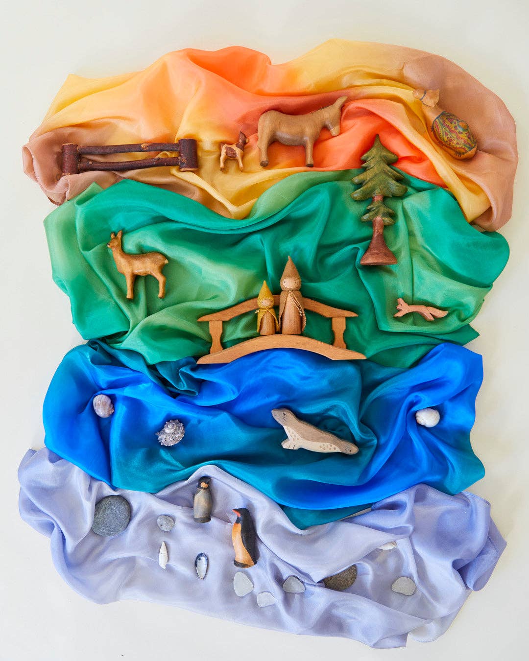 Sarahs Silk Earth Playsilks - Open-Ended 100% Silk, Natural Waldorf Toys: Forest - - MamaMilla
