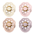 BIBS Boheme rund sut str. 1, latex – Ivory/Blush/Woodchuck (4-pack) - MamaMilla