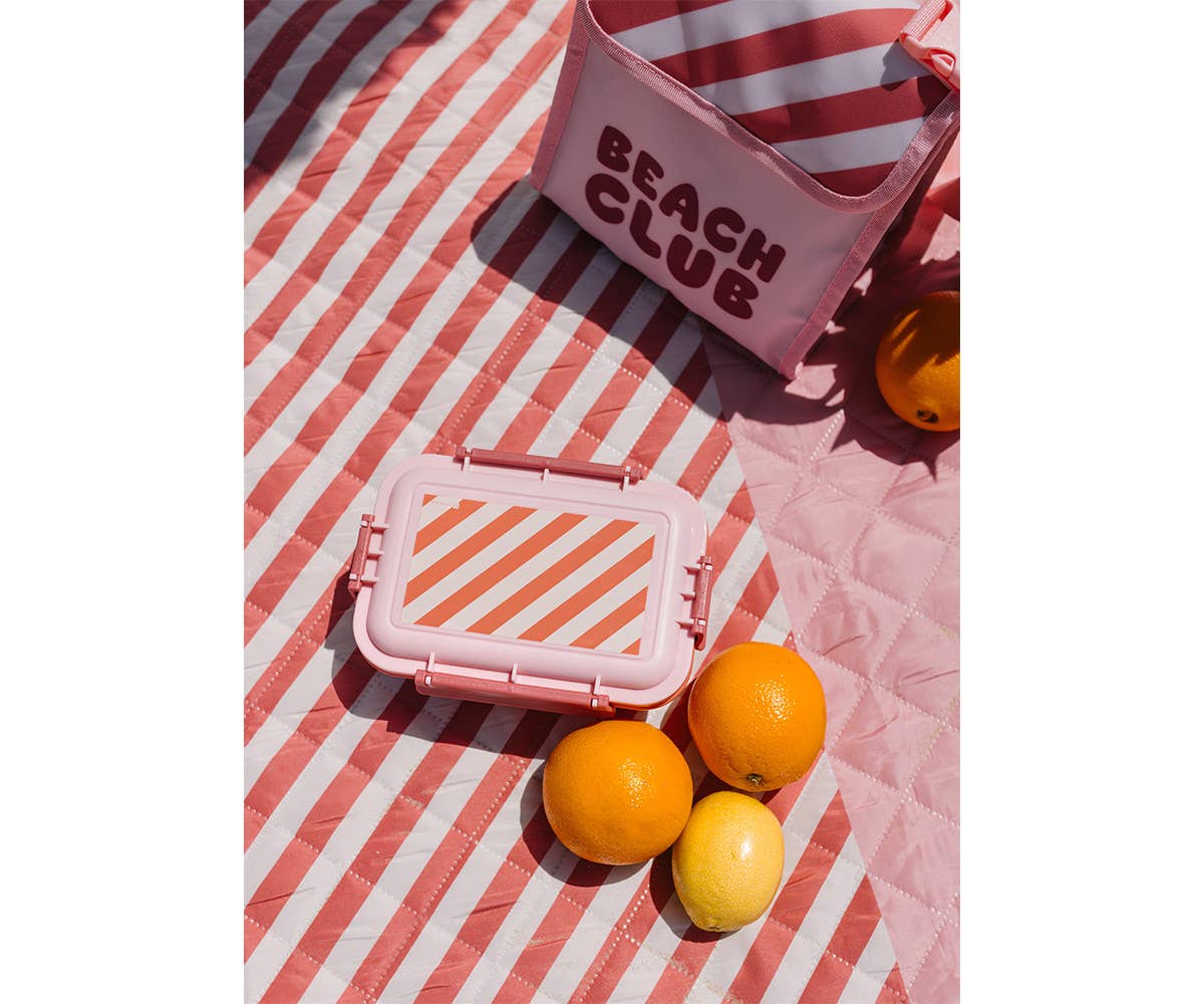 Tutete bento madkasse med gaffel - Stripes Bloom &amp; Blush
