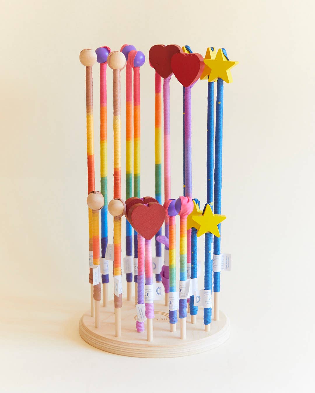 Sarahs Silk Boho Rainbow Silk &amp; Wood Streamer - Wand for Pretend Play - - MamaMilla