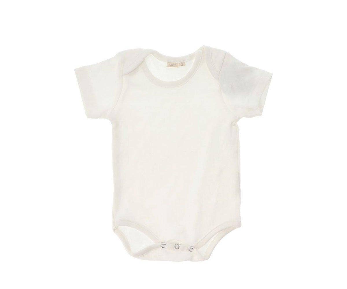Tutete kortærmet babybody med blade - Hvid