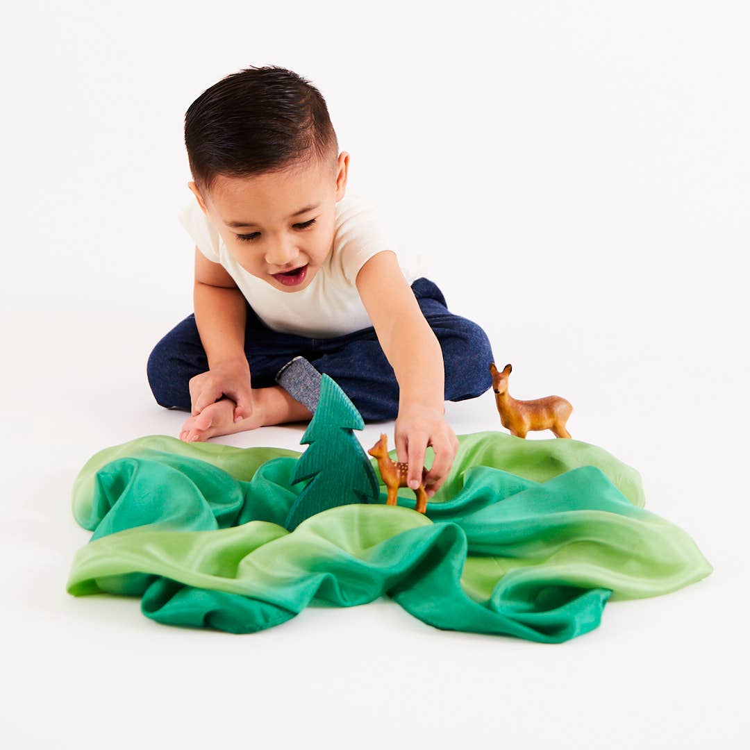 Sarahs Silk Earth Playsilks - Open-Ended 100% Silk, Natural Waldorf Toys: Ocean - - MamaMilla