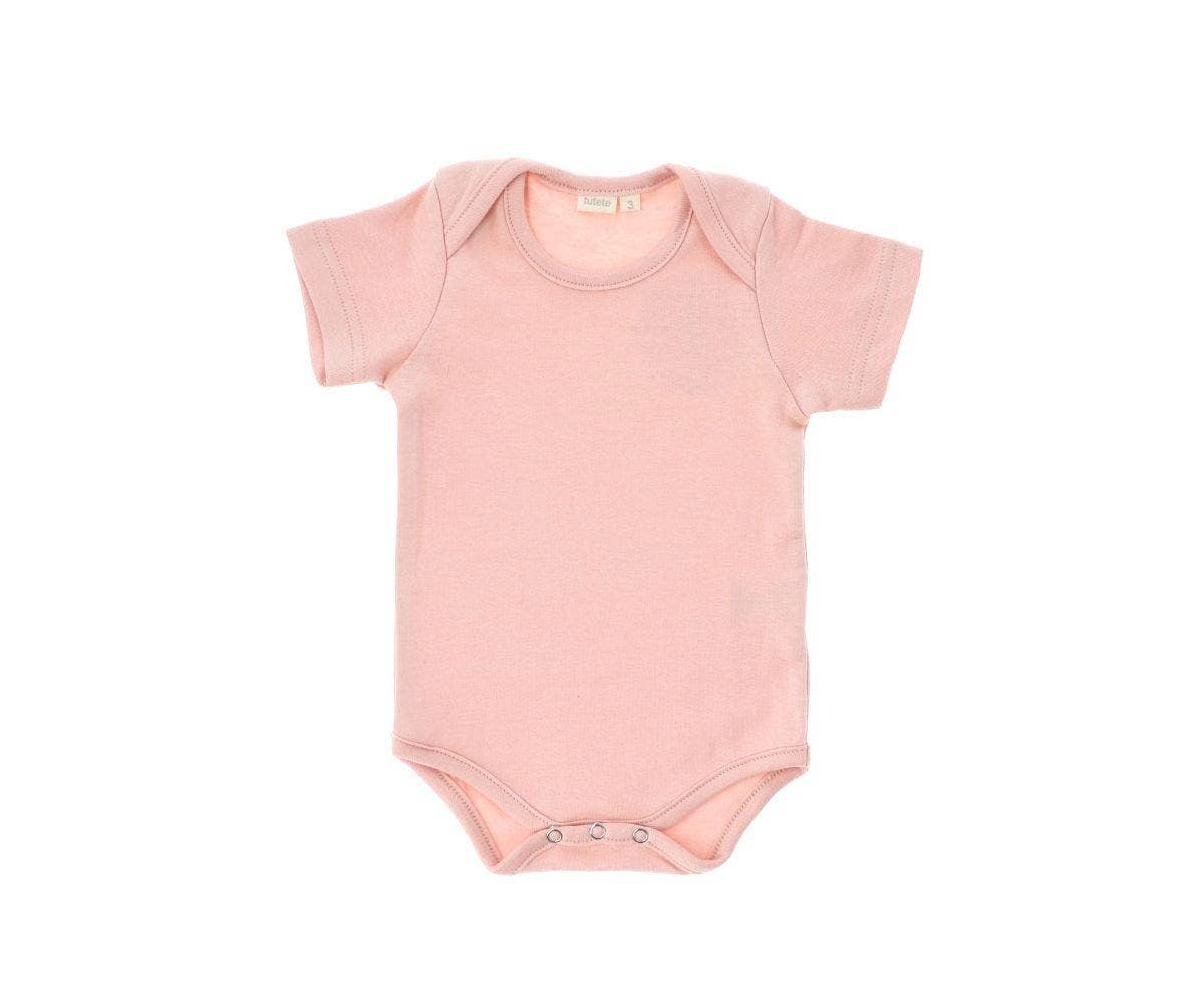 Tutete kortærmet babybody med blade - Pink