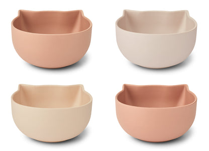 Liewood Filiz Snack Bowl 4-Pack - Cat Tuscany Rose Multi Mix