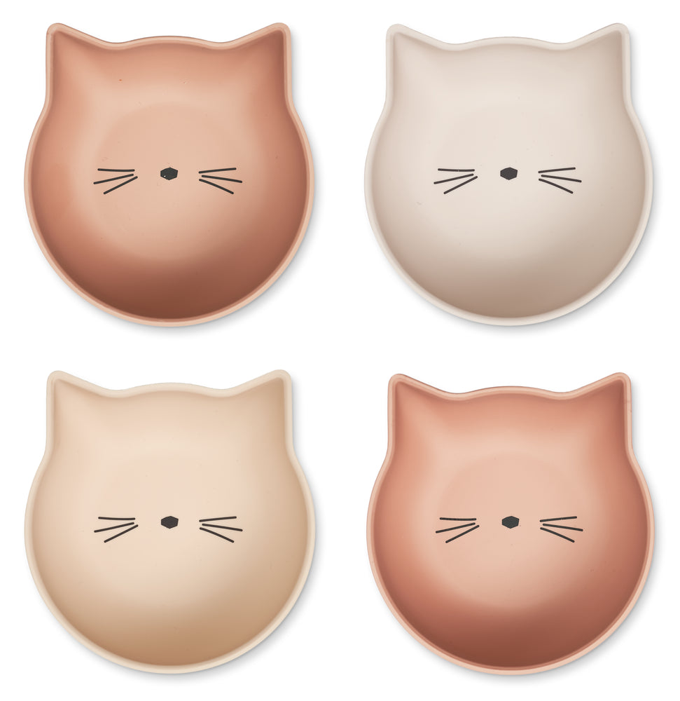 Liewood Filiz Snack Bowl 4-Pack - Cat Tuscany Rose Multi Mix