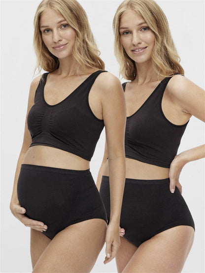 Mamalicious 2 pack økologiske vente-trusser Heal - Sort - Graviditetstøj - MamaMilla
