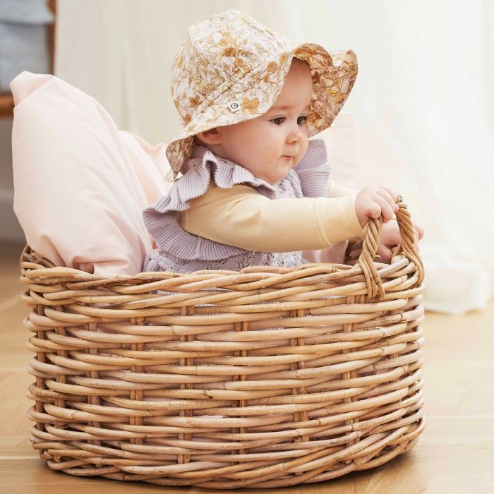 Müsli Biologisch Poplin Babymutsje - Fiona - Botercrème - Zonnehoedje - MamaMilla